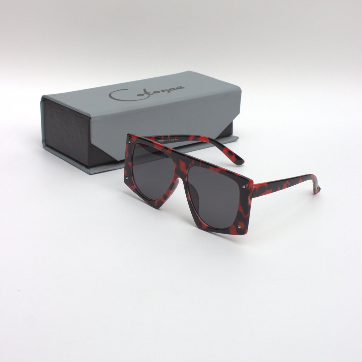 A-9076-Red-Leapord-Texture-Flattop-Oversize-Sunglasses