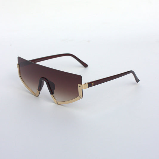 A-9085-Brown-Semi-Rim-Onepiece-Oversize-Sunglasses