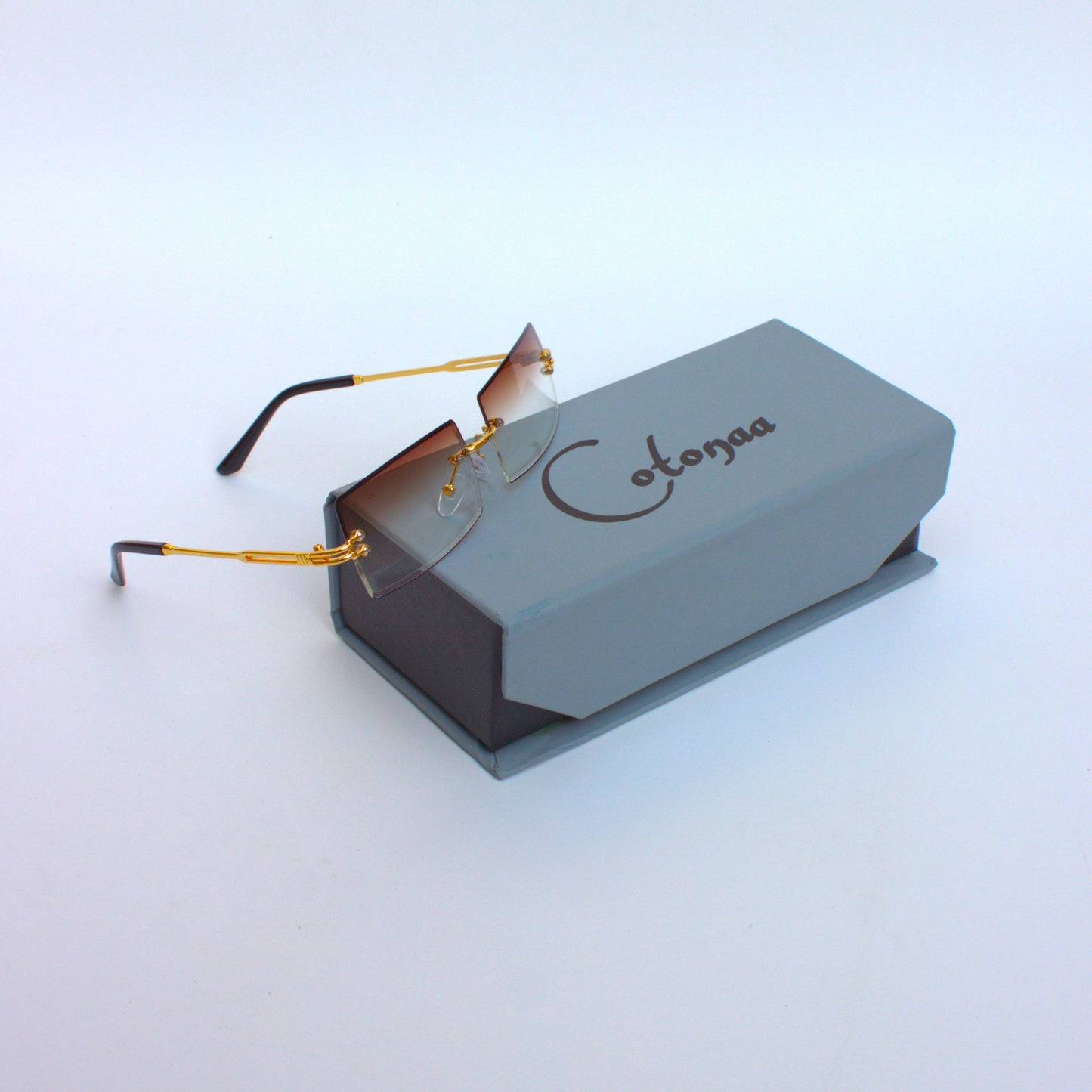 A-9091-Rectangular-Brown-Gradient-Rimless-Threepiece-Sunglasses