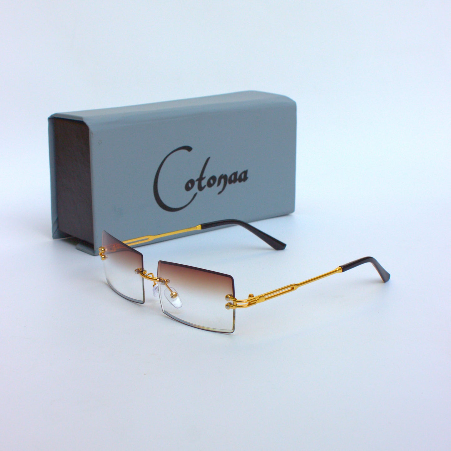 A-9091-Rectangular-Brown-Gradient-Rimless-Threepiece-Sunglasses