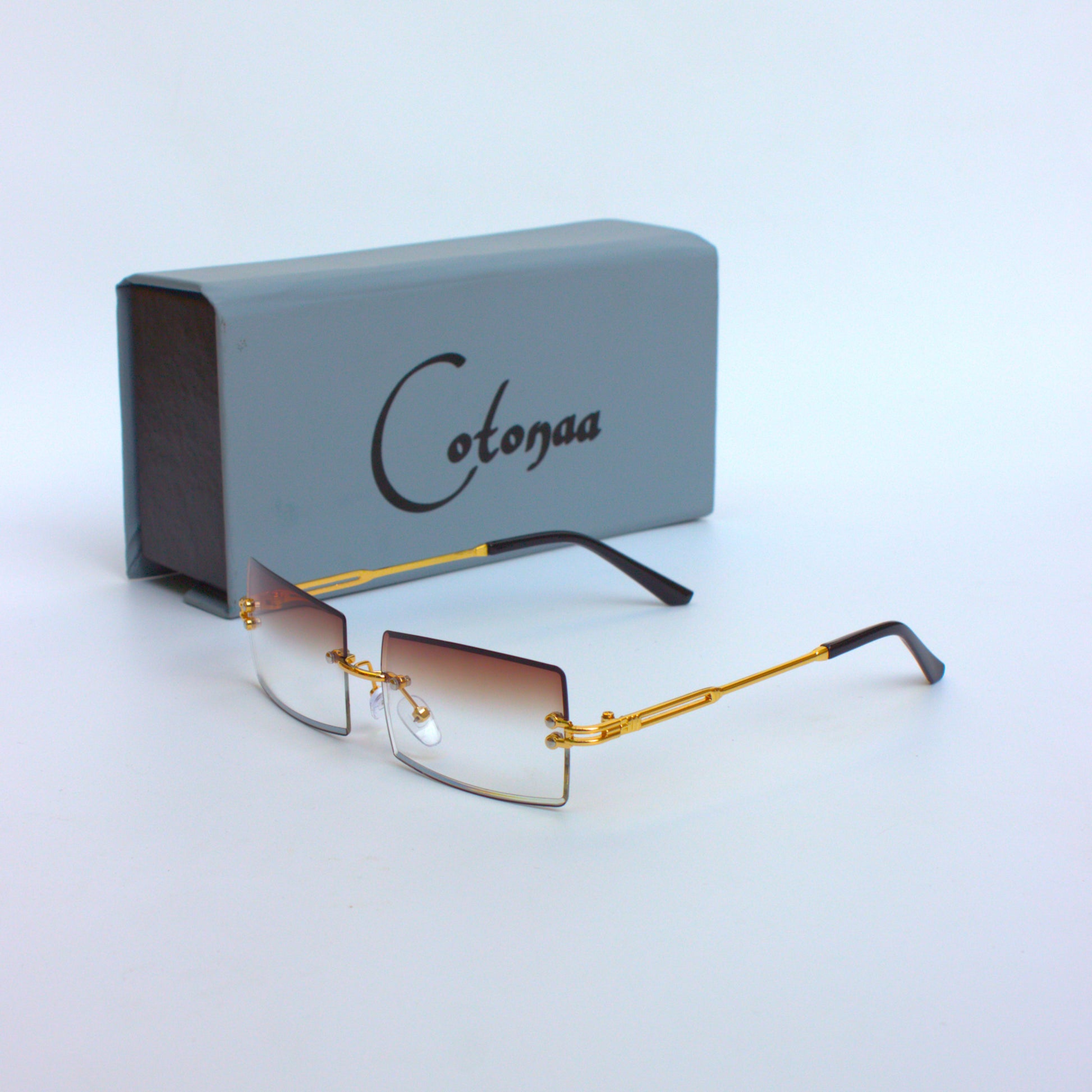 A-9091-Rectangular-Brown-Gradient-Rimless-Threepiece-Sunglasses