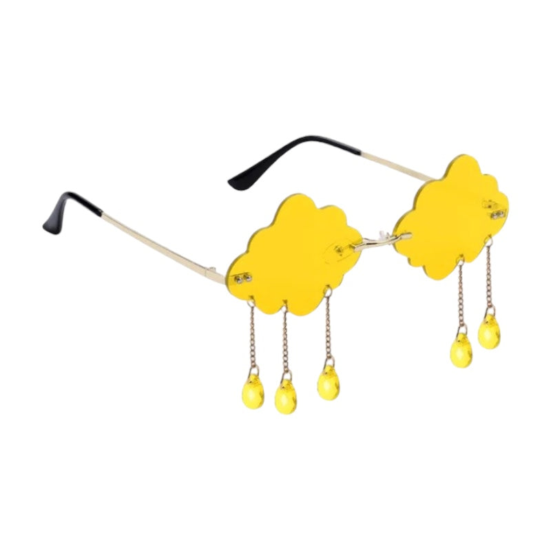 Yellow 'Cloud Raindrops Party Sunglasses'