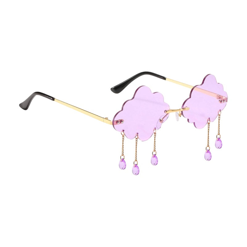 Purple 'Cloud Raindrops Party Sunglasses'